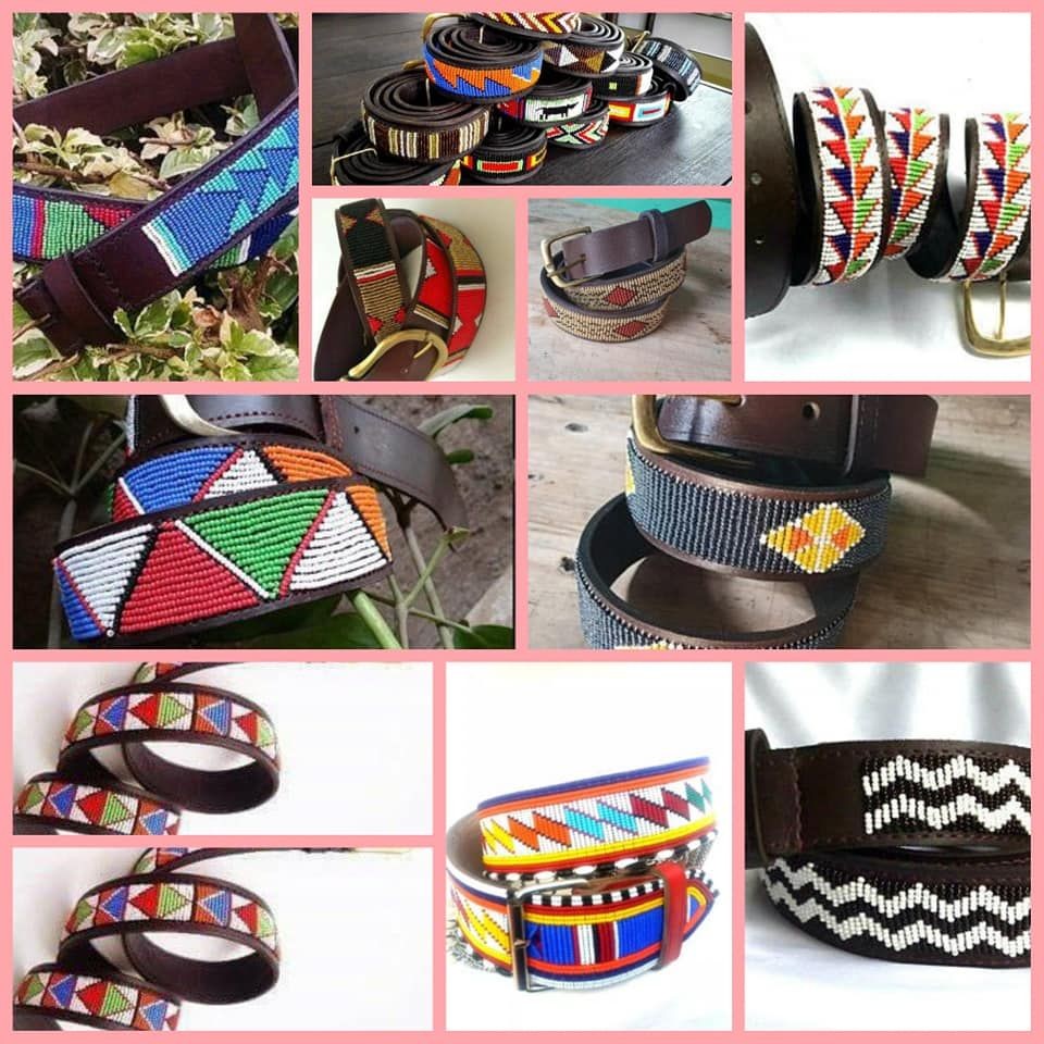 LEATHER AND BEADED BELT